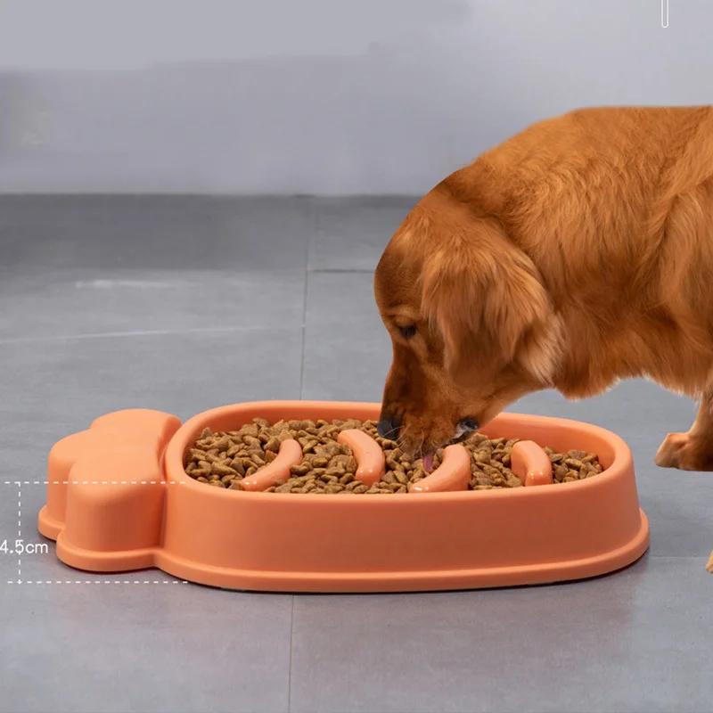 

4 Color New Pet Dog Feeding Food Bowls Puppy Plastic Slow Down Eating Feeder Dish Food Drink Bowl Carrot Shape Pet Supplies