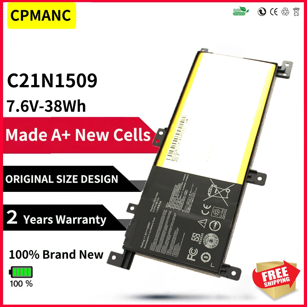 CPMANC C21N1509 Аккумулятор для ноутбука Asus Vivobook X556UA X556UB X556UF X556UJ X556UQ X556UQK X556UR X556UV F556U F556UA F556UB