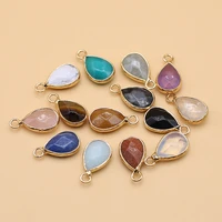 5pc natural stone pendants water drop amethyst amazonite charms for jewelry making diy women necklace earrings gifts