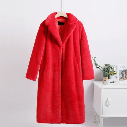 New in Women Autumn Winter Furry Warm Fur Outerwear Fashion Loose Faux Fur Rabbit Long Jacket Casual Thickened Fur Coat jackets