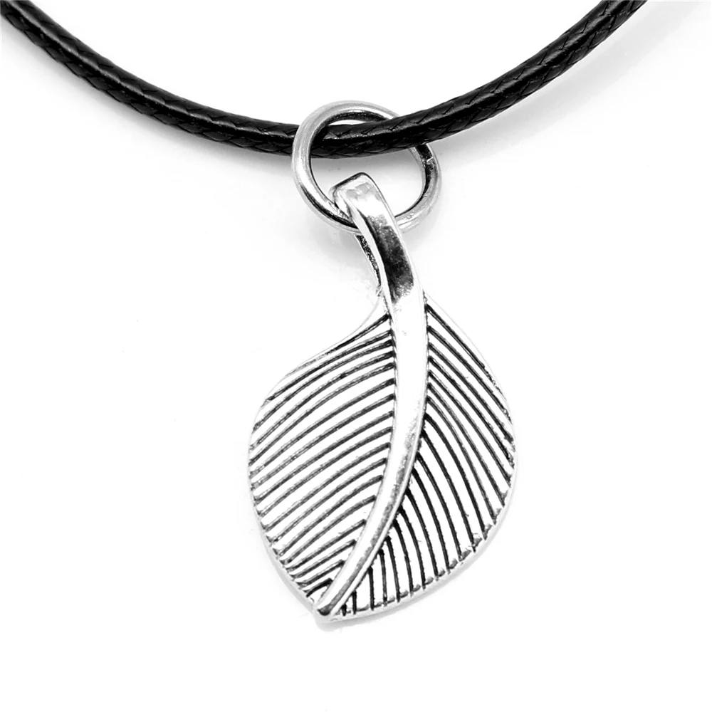 

1pcs Antique Silver Color 16x27mm Leaves Necklace Handmade Jewerly Diy