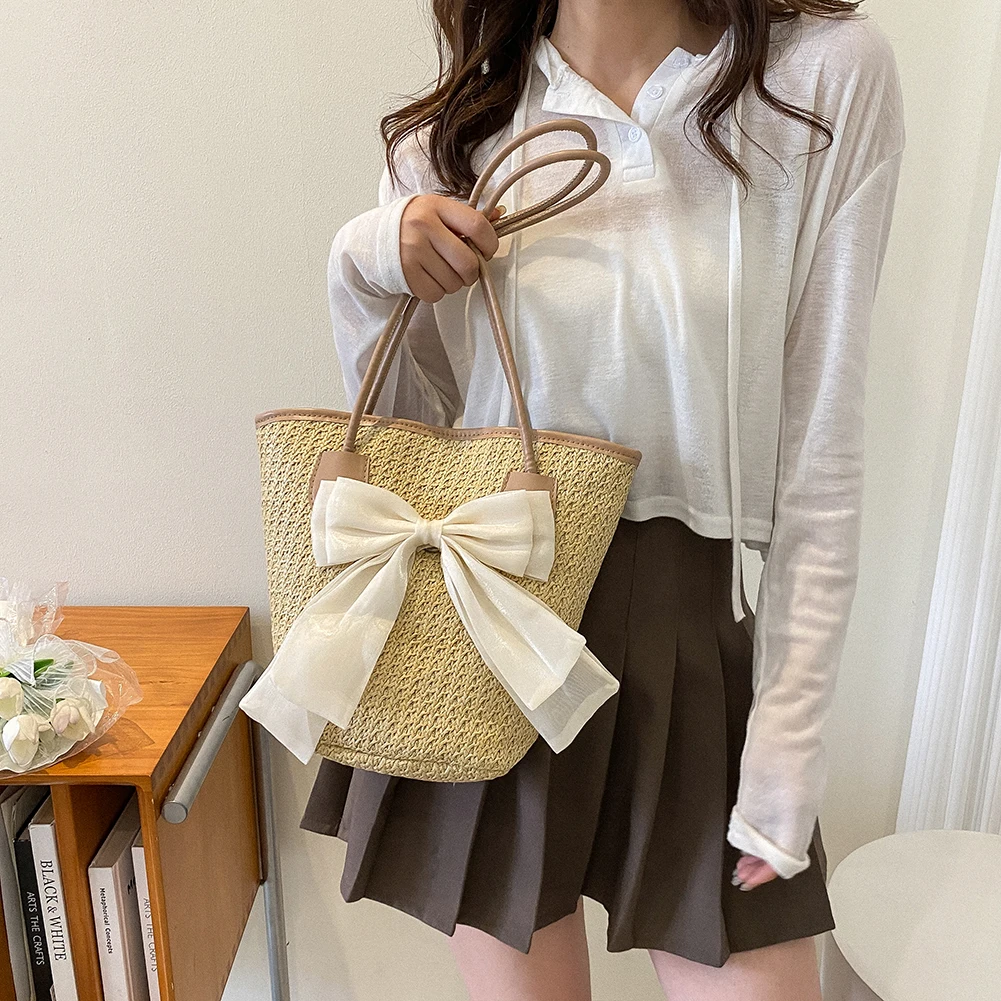 

Элегантная плетеная соломенная дамская сумочка, праздничный пляжный Повседневный тоут с ручками, модные ретро сумки на ремне, 2022