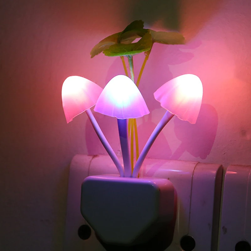 

Lovely Colorful LED Lilac Night Light Lamp Mushroom Romantic Lilac Night Lighting For Home Art Decor Illumination US/EU Plug