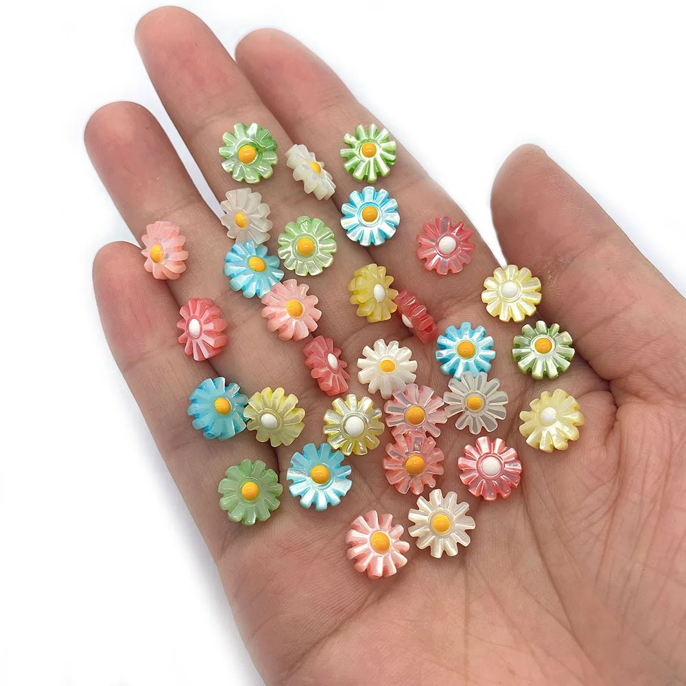 

2 Pcs Colorful Natural Shell Beads Daisy Flower Shell Pendant Ladies Fashion Jewelry DIY Making Earring Bracelet Necklace 10mm