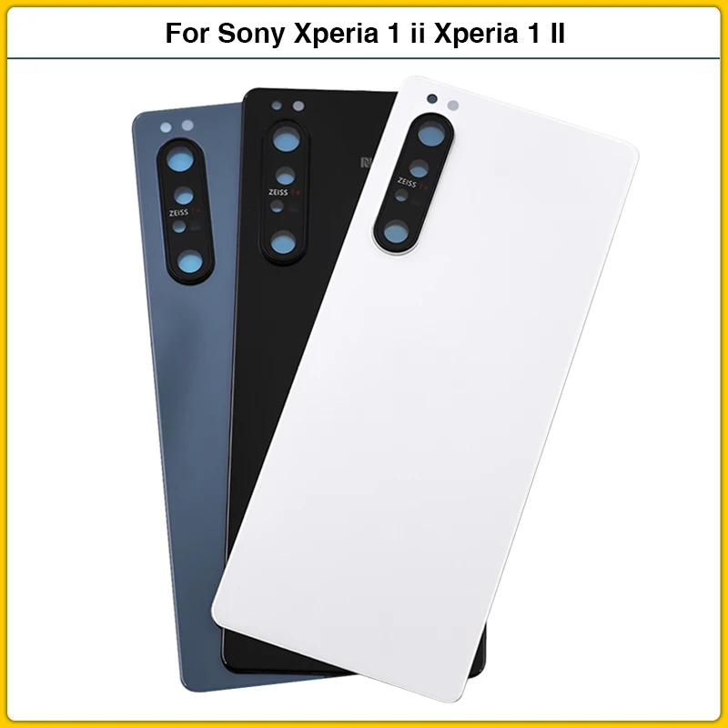 

Новинка, задняя крышка батарейного отсека для Sony Xperia 1 II, стеклянная панель для Xperia 1 ii, задняя крышка корпуса с объективом камеры, сменный кле...