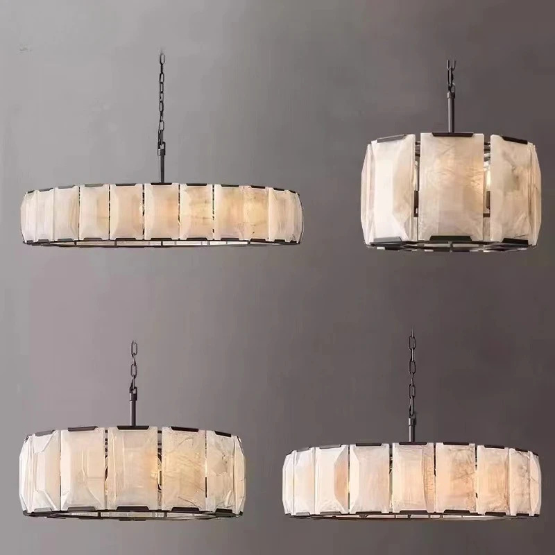 Led Retro American Rectangular Crystal Chandelier Lighting Glossy Hanging Faucet Lamps for Dining Room Home Decoraction Luxury