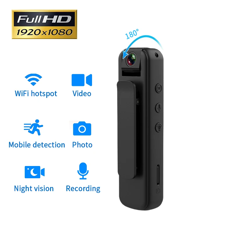 

A19 1080P Mini Conference Portable Camera HD Home Security Surveillance Micro Cam Sports DV Motion Sensor Back Clip Camcorder