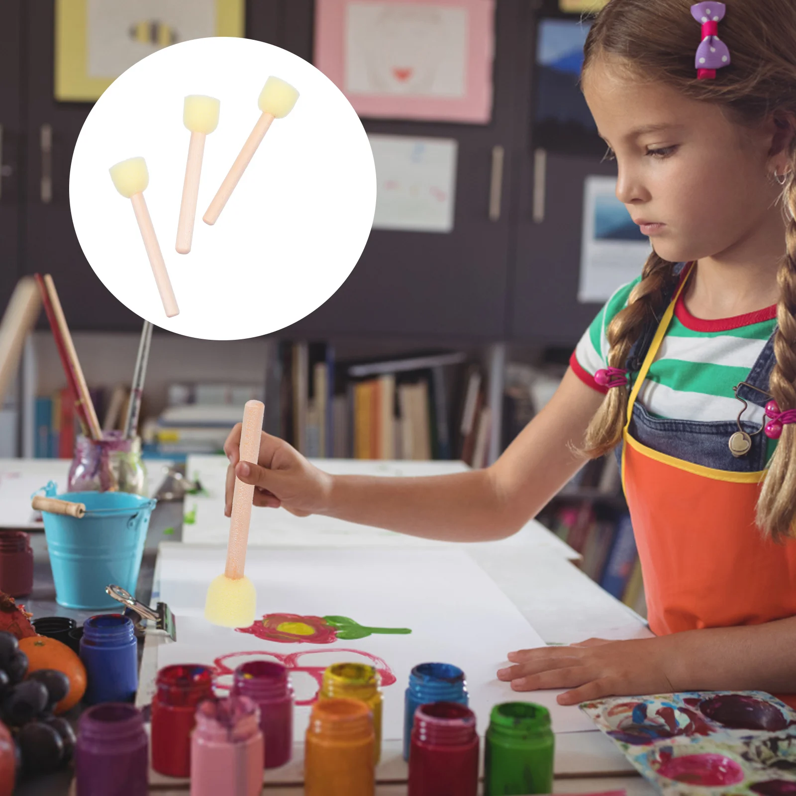 

20 шт., трафареты для граффити с губкой и деревянной ручкой