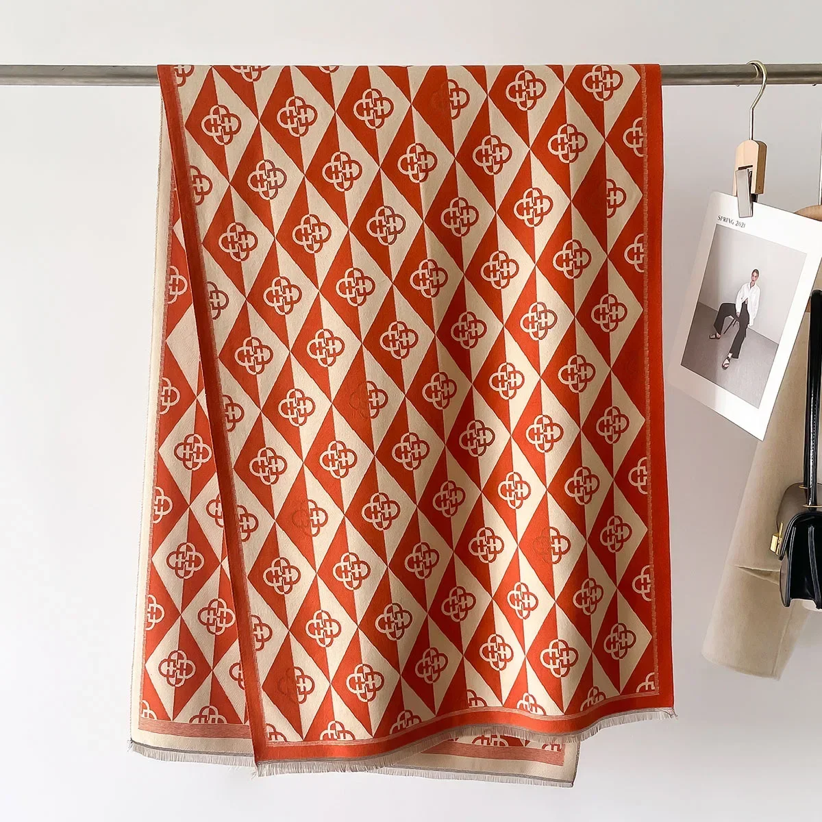 2024 Дизайнерский Зимний Кашемировый Шарф Женский Теплый Пончо Из Пашмины Шаль