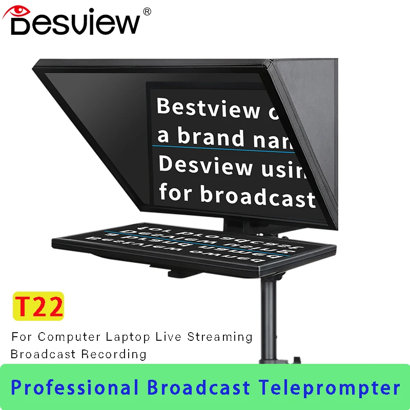 

Desview 21.5'' Professional Teleprompter System Reversing Monitor with Remote Control For Computer Laptop Broadcast Recording