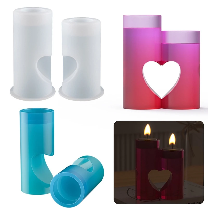 

Glass Candle Stick Holder Resin Mold Crystal Heart Tealight Candle Holder Mold Casting Mold Party and Wedding Decoration