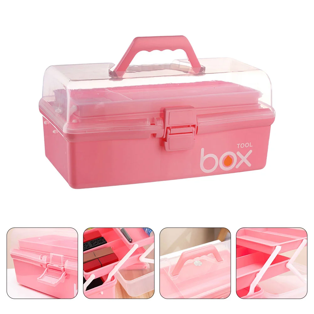 

Box Storage Aid First Boxes Case Tool Kit Craft Emergency Lockable Folding Compartments Empty Lid Organiser Nail Container