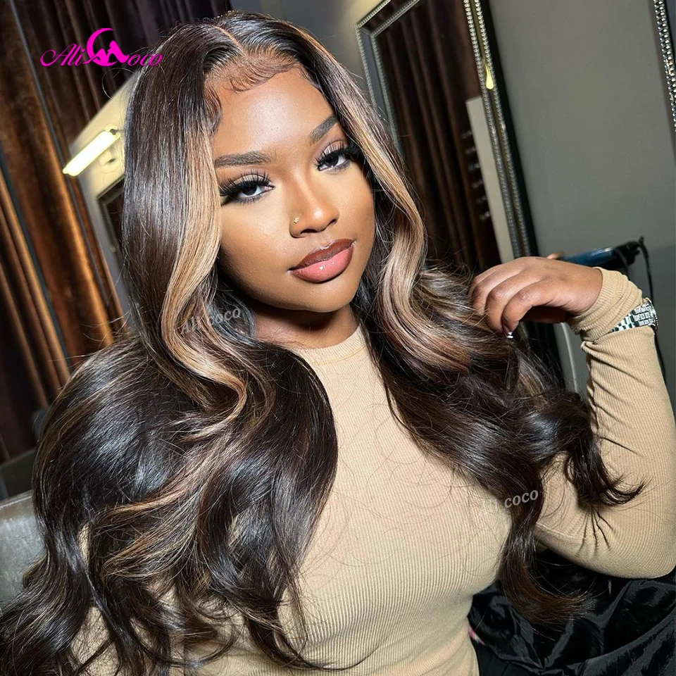 Transparent 5x5 Lace Closure Wig Preplucked Brown Wig Highlight Lace Front Wig 13x4 13x6 Lace Frontal Wigs Human Hair For Women