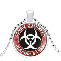 cool zombie outbreak response team glass cabochon metal pendant necklace classic men women jewelry accessories gifts