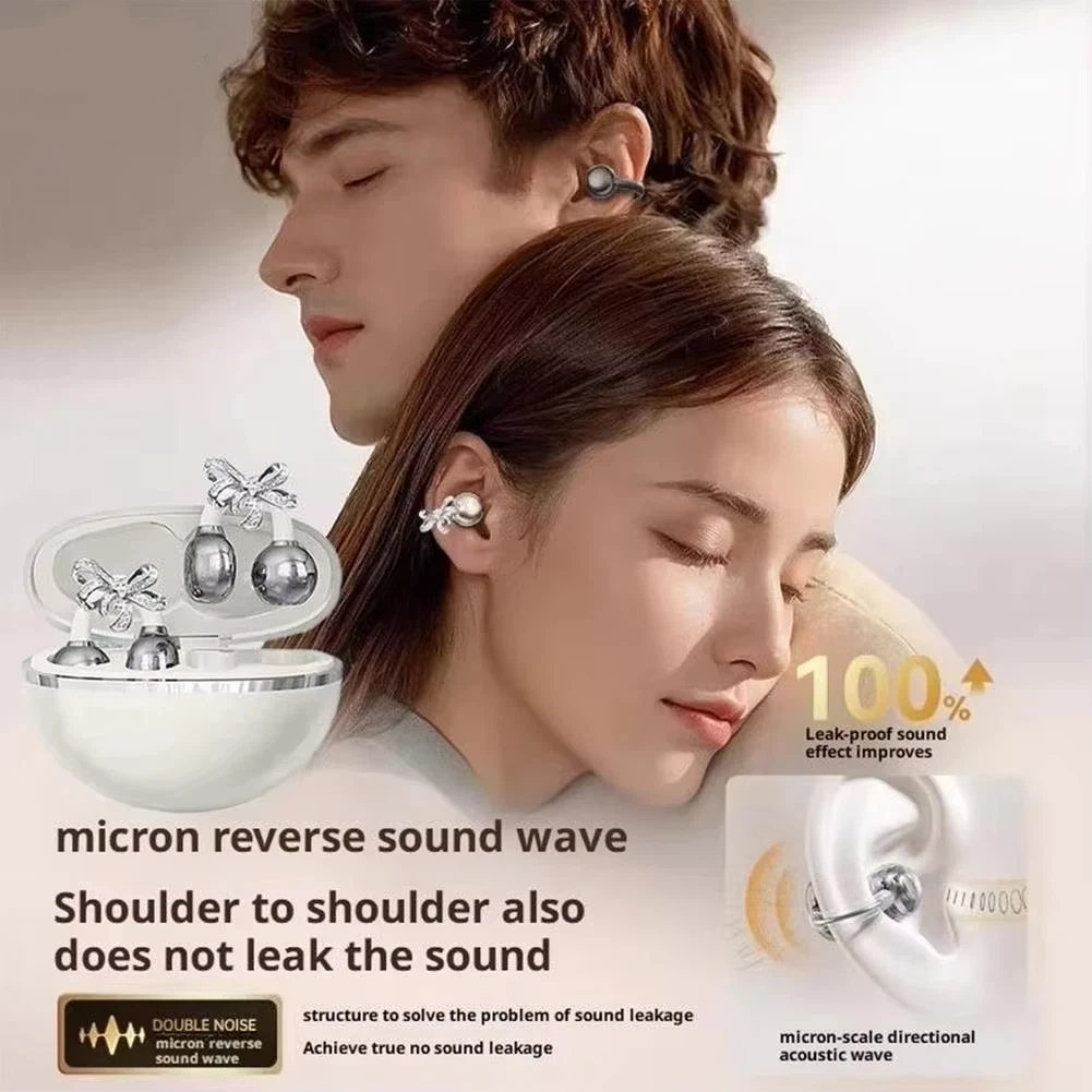 Фото Беспроводные Bluetooth-наушники Vivo 2026 с креплением на ухо и съемными серьгами-бантиками из кристаллов для спорта и фитнеса. №3