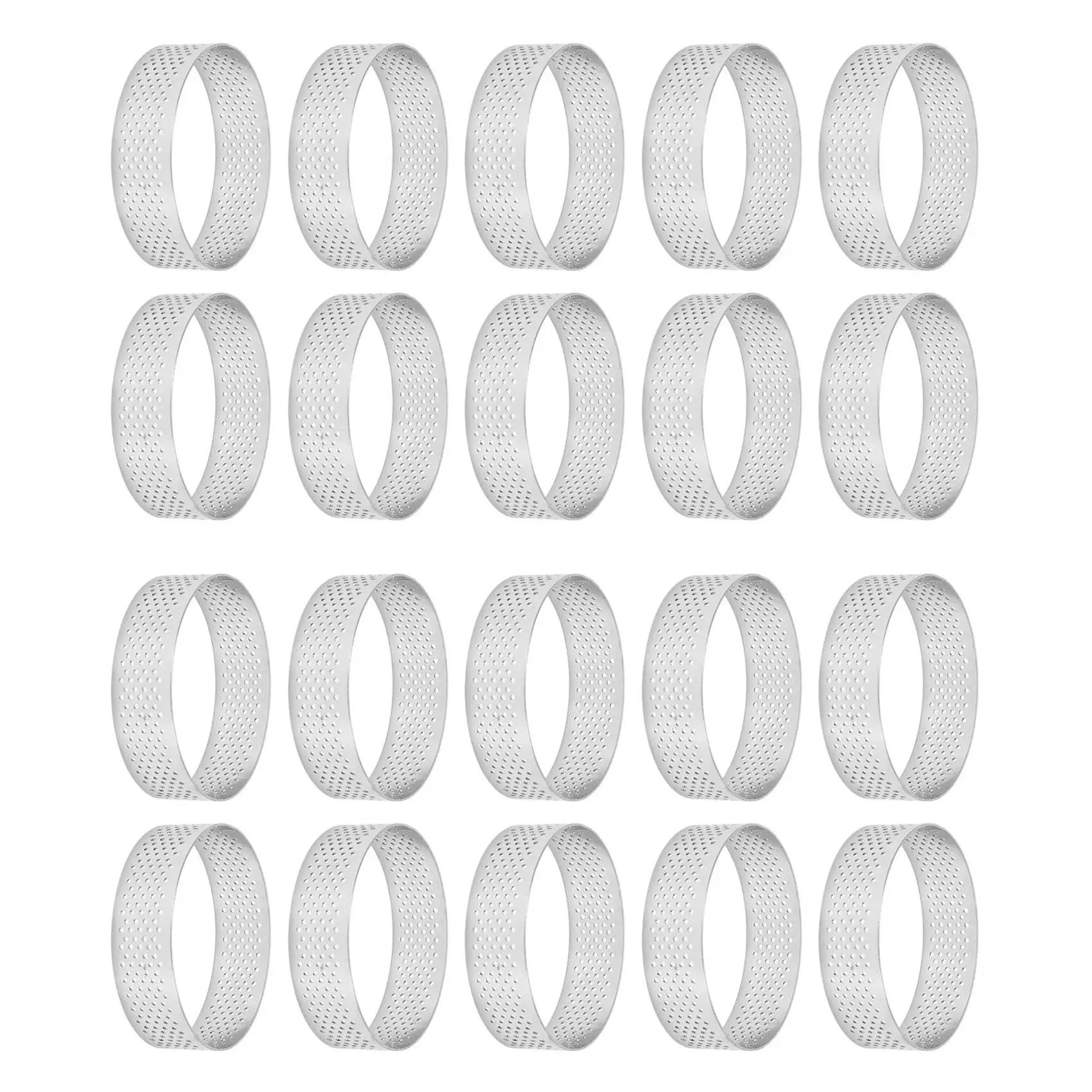 

20Pcs Circular Tart Rings With Holes Stainless Steel Fruit Pie Quiches Cake Mousse Mold Kitchen Baking Mould 7Cm