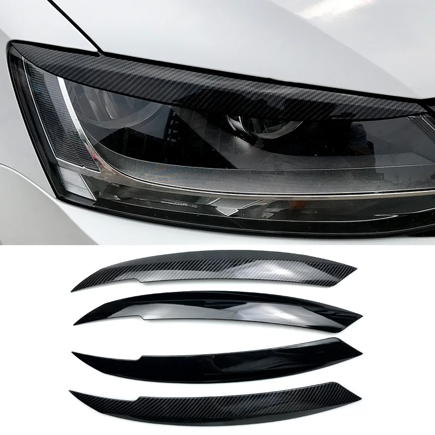 

Glossy Black/Carbon Look ABS Car Evil Headlight Eyebrows Eyelid Body Kit For Volkswagen Jetta MK6 1.2TSI 1.4TSI 2.0TDI 2014