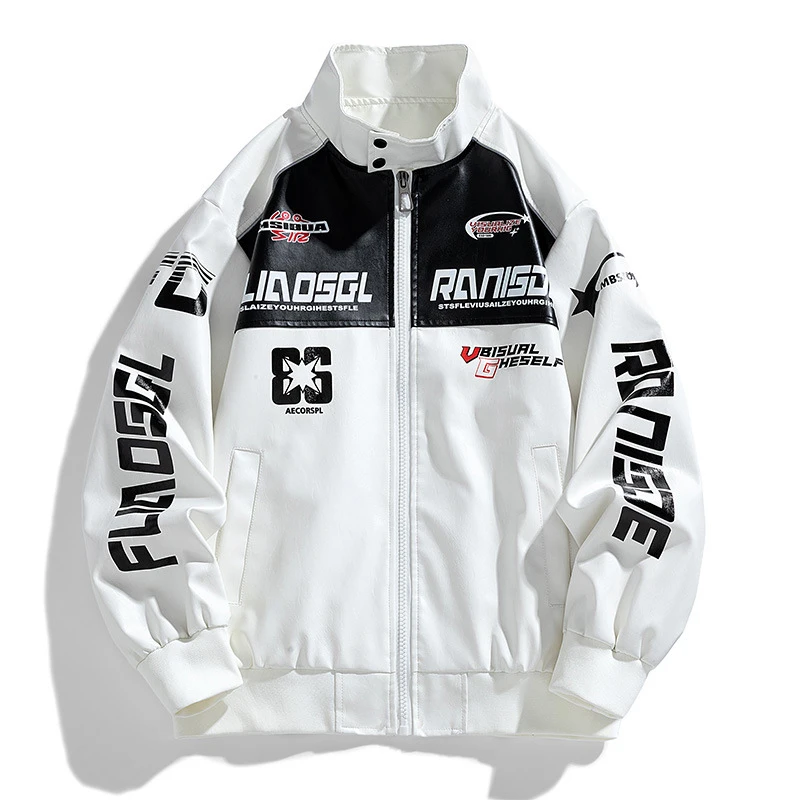 Куртка мужская из искусственной кожи модная уличная одежда мотоциклетные пальто