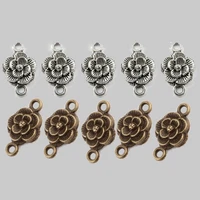 30pcspack two hole daisy flower tibetan silver bracelet connector beads charms pendant for jewelry making necklace diy findings