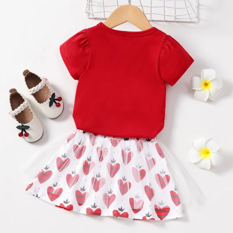 Комплект одежды для маленьких девочек футболки с коротким рукавом и надписями