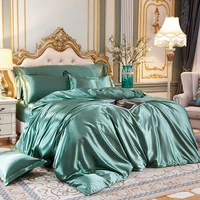 soft smooth satin bedding set home textile twin queen king size duvet cover bed set pillowcases set flat bed sheet bed clothes