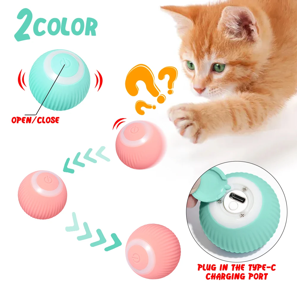 

Умные игрушки для кошек, автоматический вращающийся шар, фотоинтерактивный для кошек, тренировочные самодвижущиеся игрушки для котят для игр в помещении