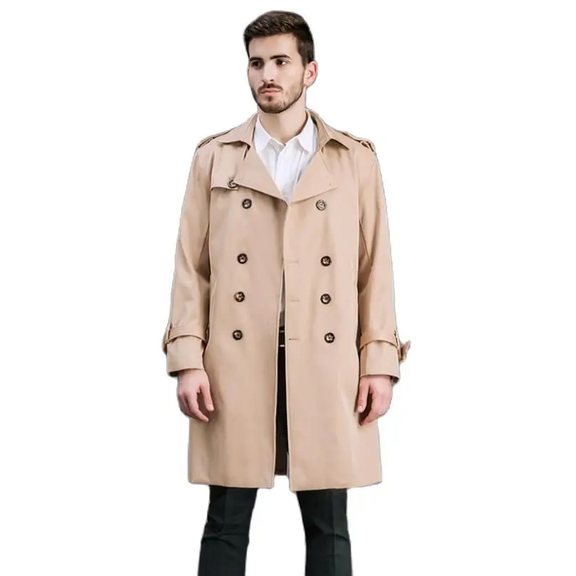 Мужское длинное пальто с отложным воротником на осень/зиму