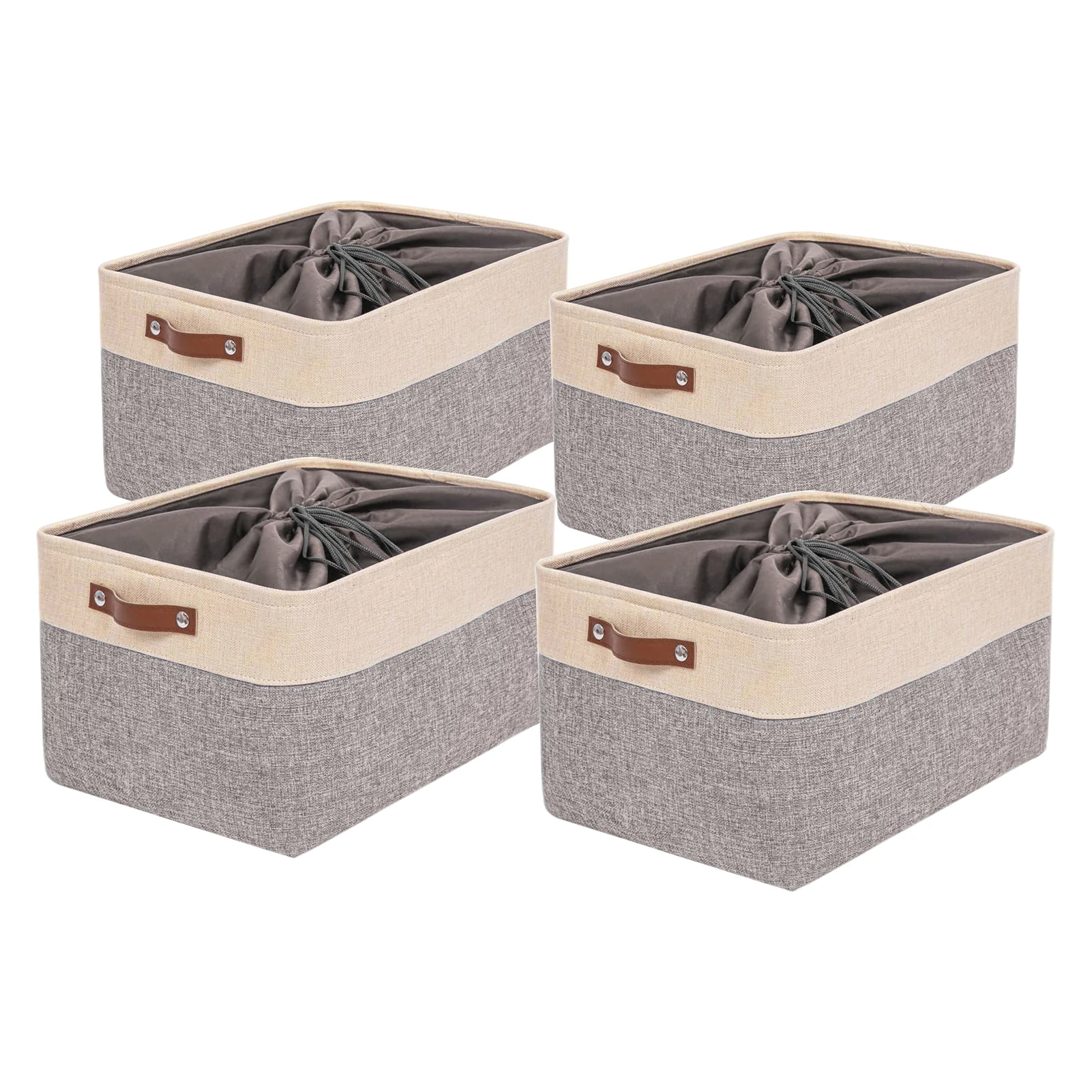 

4pcs Closet Organizer Bedroom Dorm Room Large Capacity Quilt Basket Container Linen Clothes Storage Box With Drawstring Wardrobe