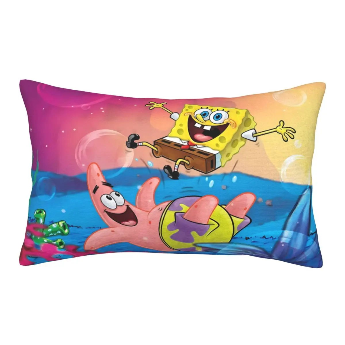 

Anime Cartoon Sponge Pillowcase Polyester Plush Printed Zip Decor Throw Pillow Case Home Cushion Cover Sofa Bedroom Office