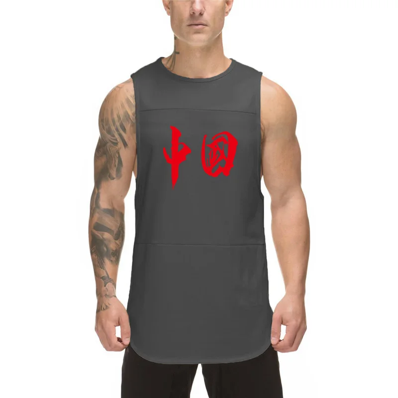 

Mens Summer Tanktop Muscleguys Gyms Tank Top Men Printed Sleeveless Shirt O-neck Mesh Bodybuilding Stringer Singlets Fitness