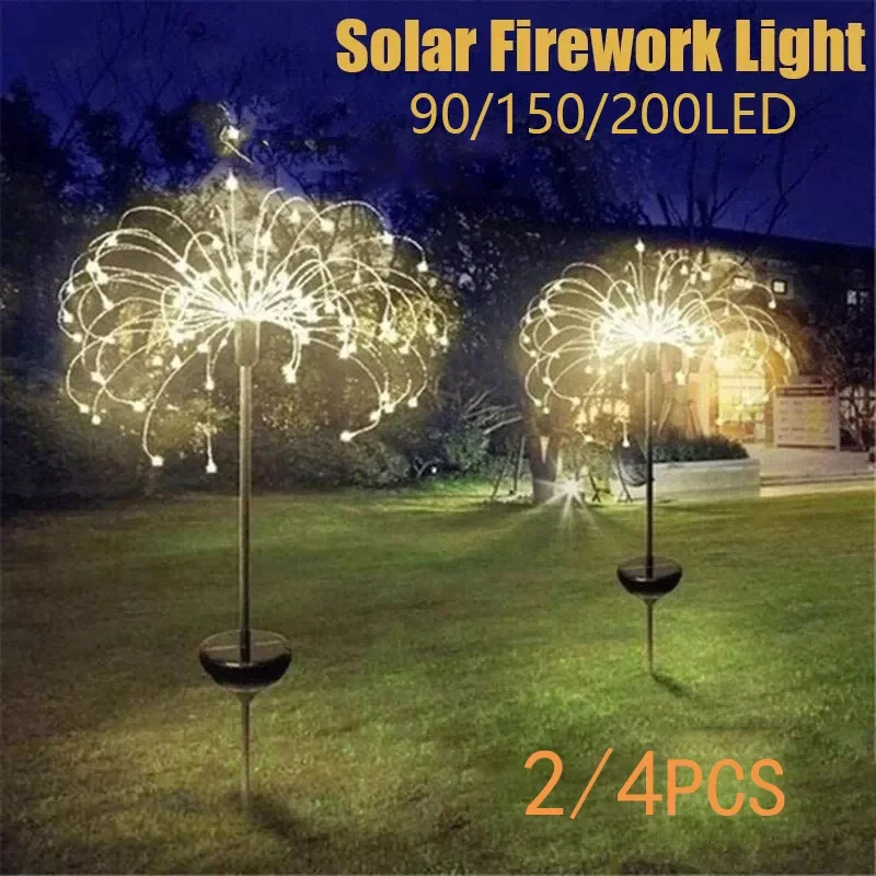 

NEW2023 Solar LED Light Outdoor Garden Lighting Dandelion Fireworks Decoration Lamp 200/150/90 LED for Garden Terrace Landscape