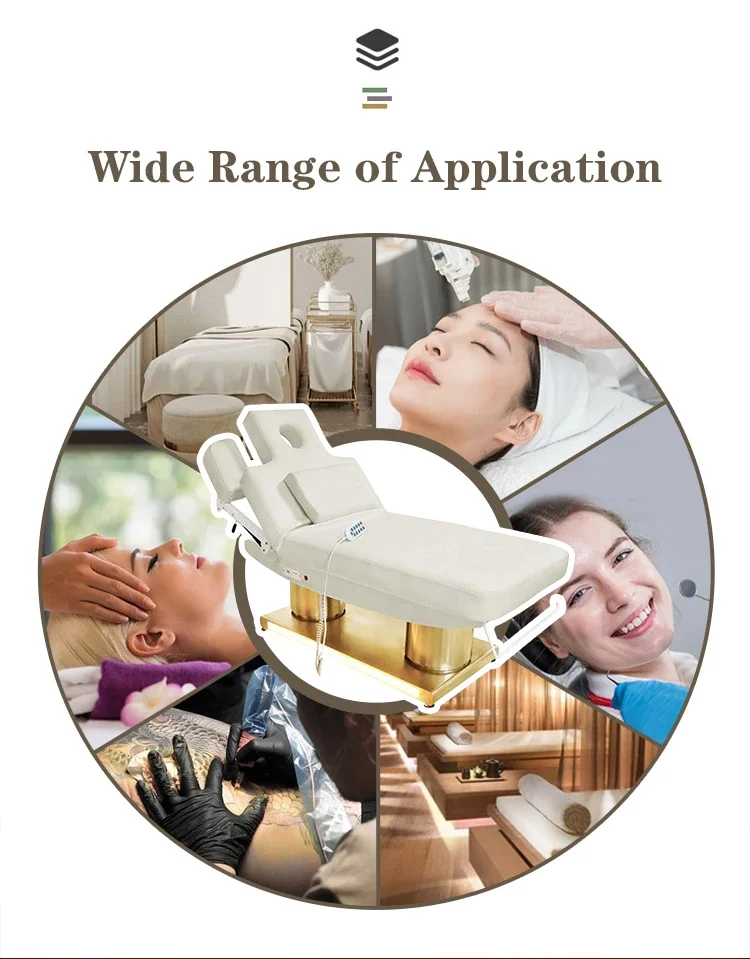 Nuovo Design comodo lettino da massaggio in oro bianco salone di bellezza элетtrico косметикаxta Spa Massaggio per