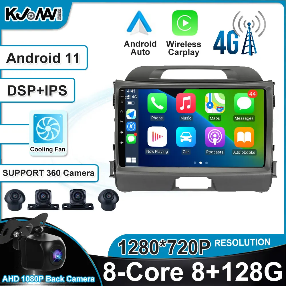 

9" Android 12 For KIA Sportage 3 2010-2016 DSP 4G+WiFi NO 2din Car Radio Multimidia Video Player Navigation GPS Head Unit
