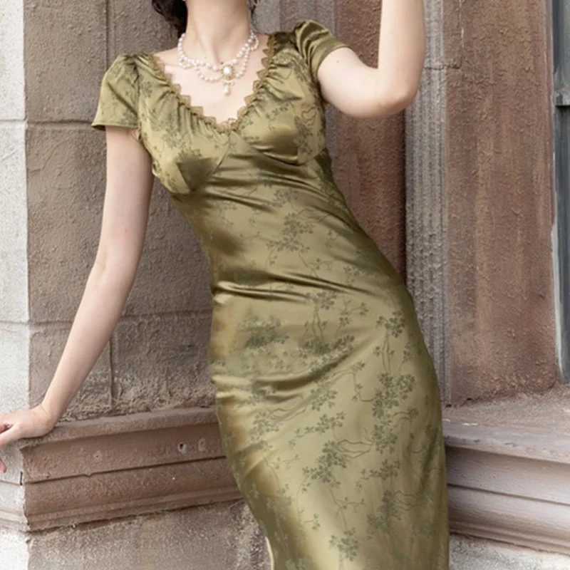 Зеленое атласное сексуальное платье женские летние вечерние платья на