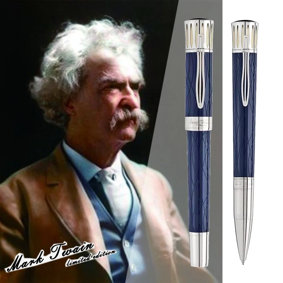 

YAMALANG MB Luxury Rollerball Ballpoint Pen Writer Edition Mark Twain Black Blue Engraved Texture With Serial Number 0068/6000