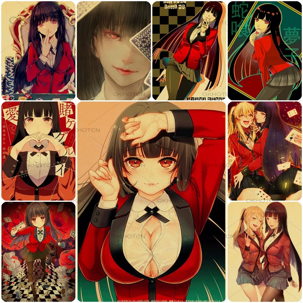 

Man Cave Vintage Cartoon Kakegurui Anime Metal Print Plates Metal Tin Plaques Sexy Girl Tin Sign Metal Poster Decor Pub Bar Sign