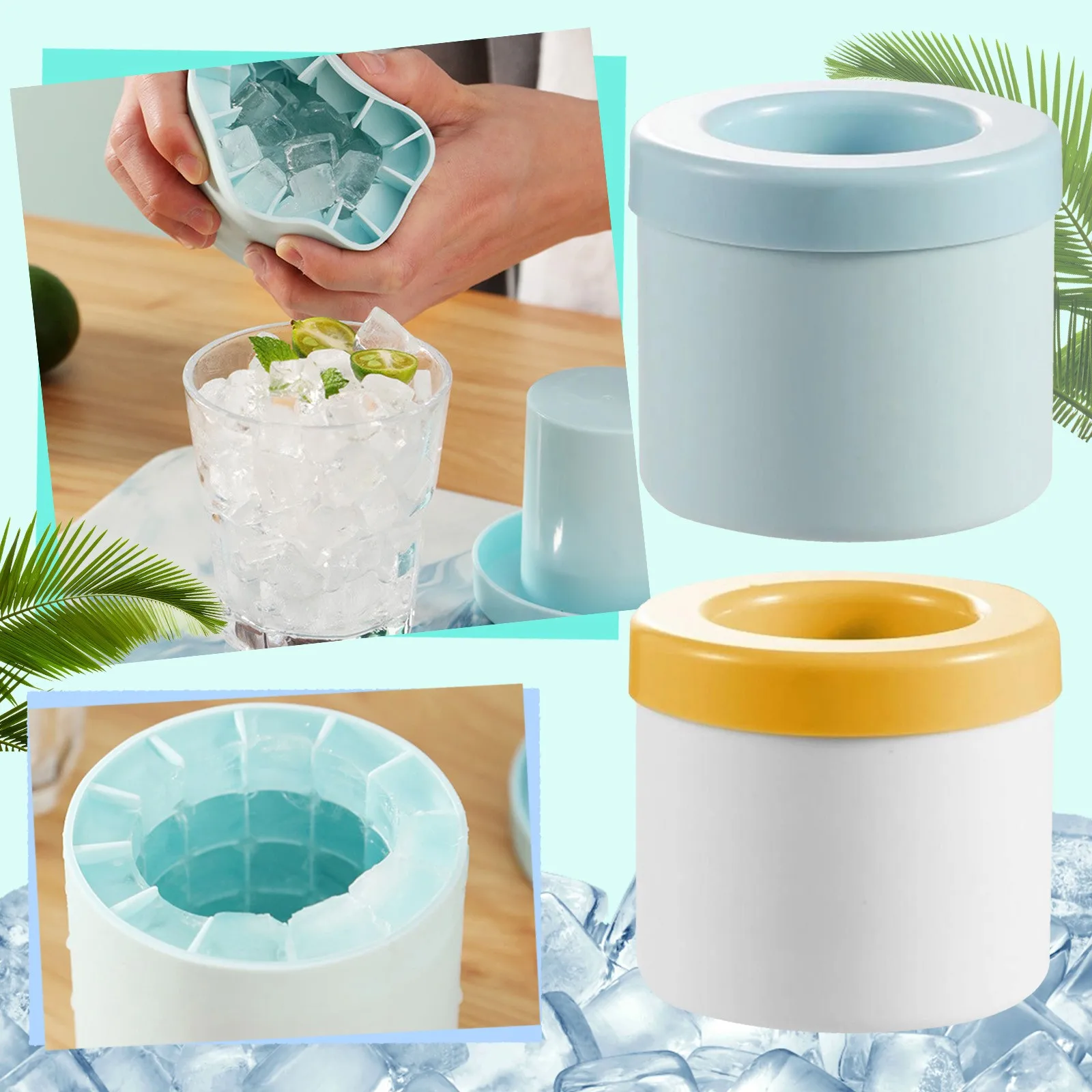 

Ice Bucket Cup Mold Ice Cubes Tray Food Grade Quickly Freeze Silicone Ice Maker Creative Design Ice Bucket Whiskey Beer Maker