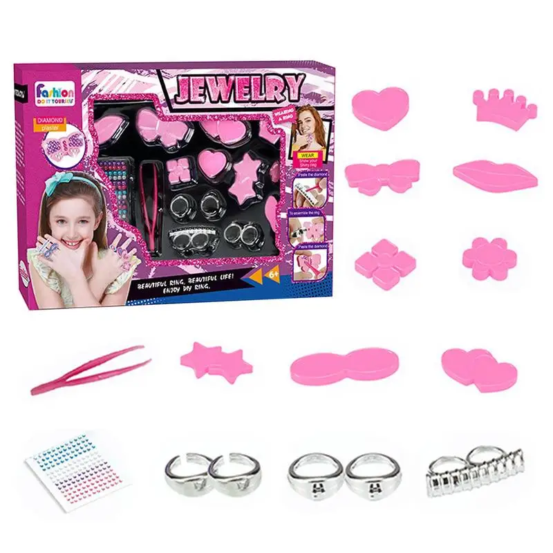 

Kids Ring Set Princess Jewelry Dressing Ring Toy Set Colorful Pretend Play Rings Adjustable Fake Jewelry Rings For Party Favors