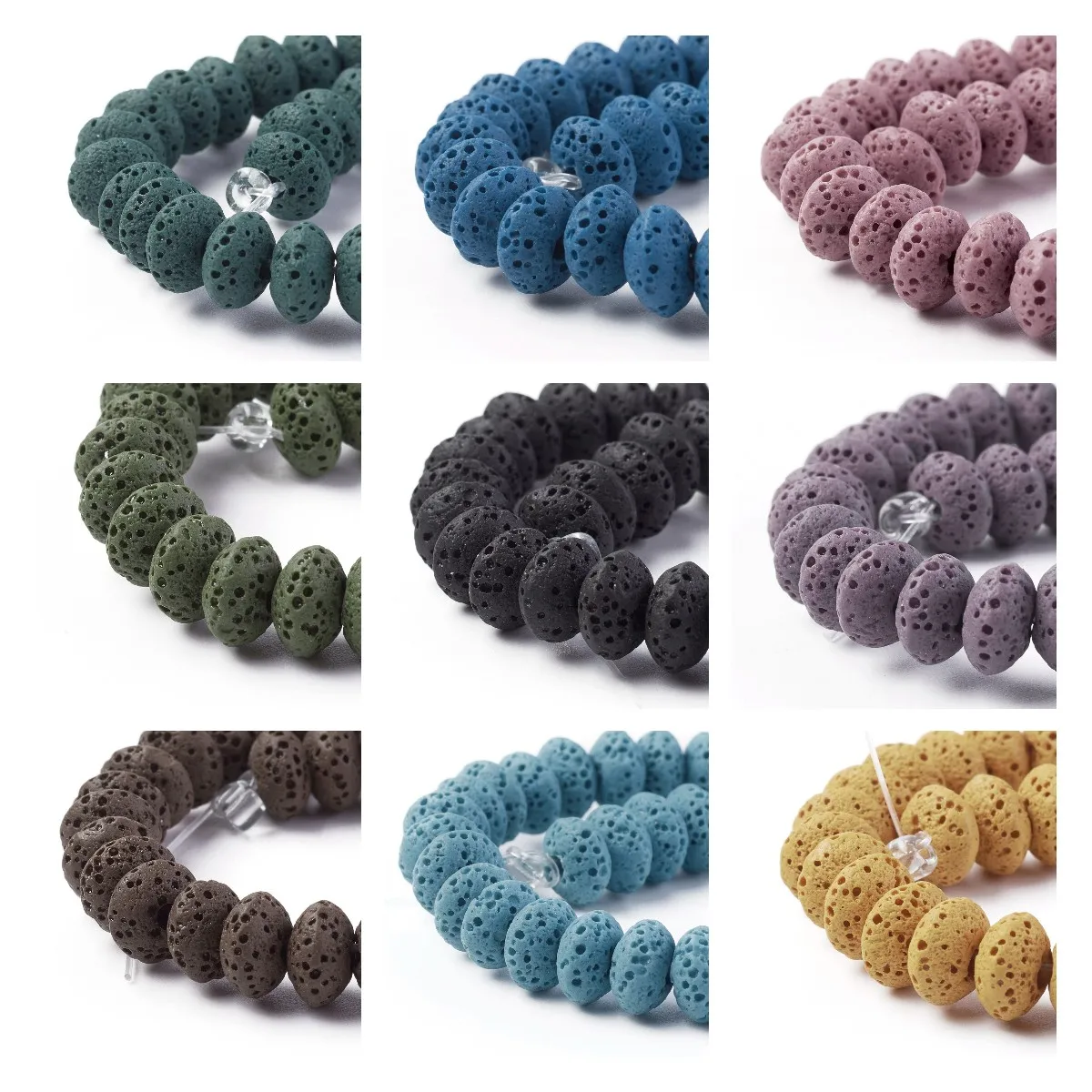 

9x5mm 10 Colors Natural Lava Rock Beads Dyed Rondelle Loose Spacer Beads For DIY Necklace Bracelets Earrings Jewelry Making