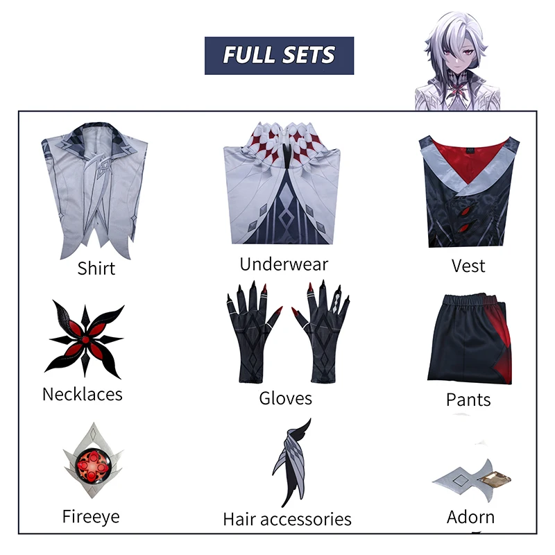 Игра Genshin Impact Arlecchino The Knave карнавальный костюм парик женская униформа одиннадцать