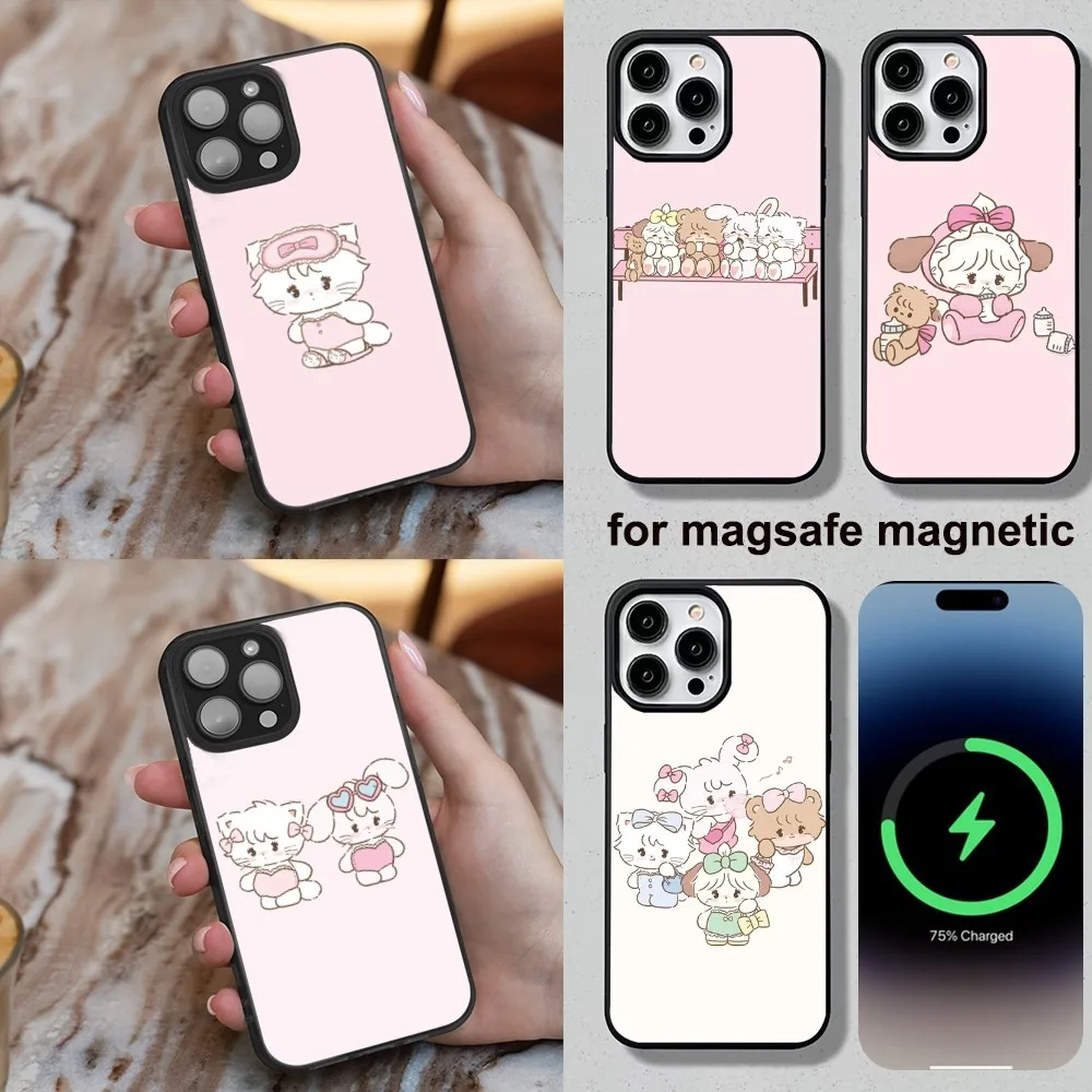 Pink M-Mikko Phone Case For iPhone 16 15 14 13 12 11 Plus Pro Max Mini Magesafe Magnetic Wireless Charge