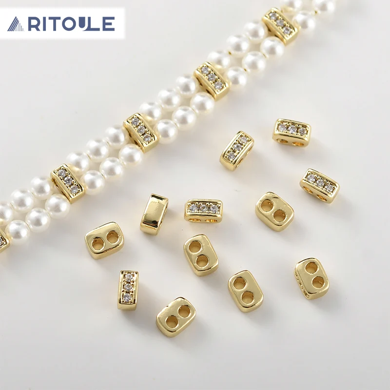 

Позолоченный фианит 14 к, разделительная диафрагма с двойным отверстием в форме свиньи, аксессуары для браслетов и ожерелий ручной работы, сделай сам