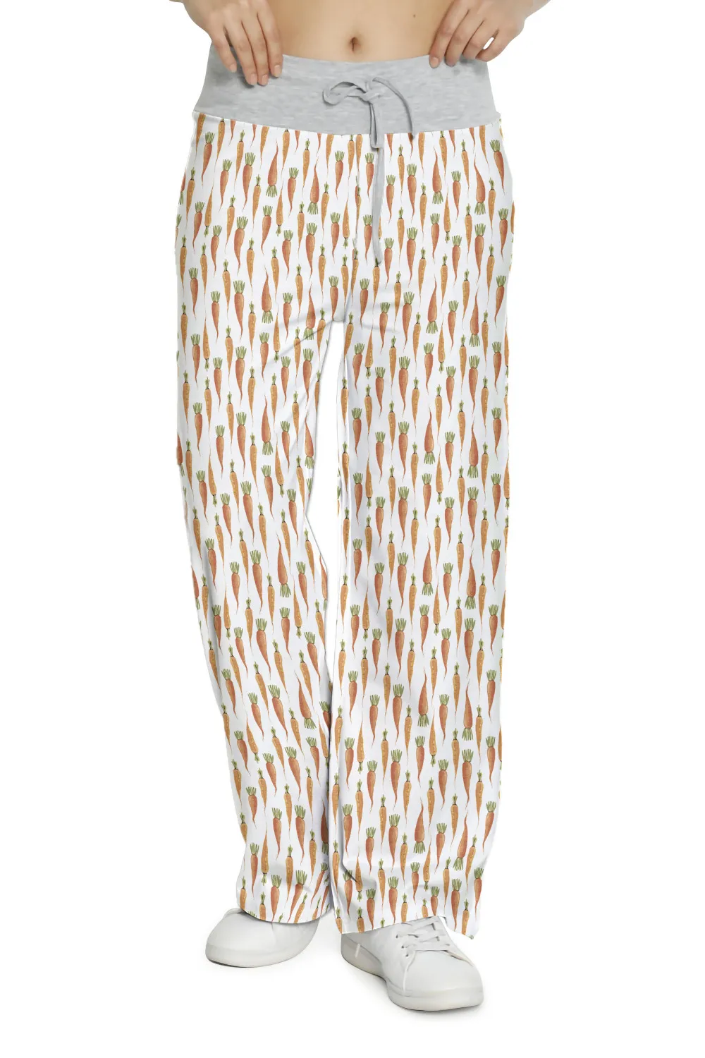 Женские штаны с принтом моркови свободные завышенной талией и широкими