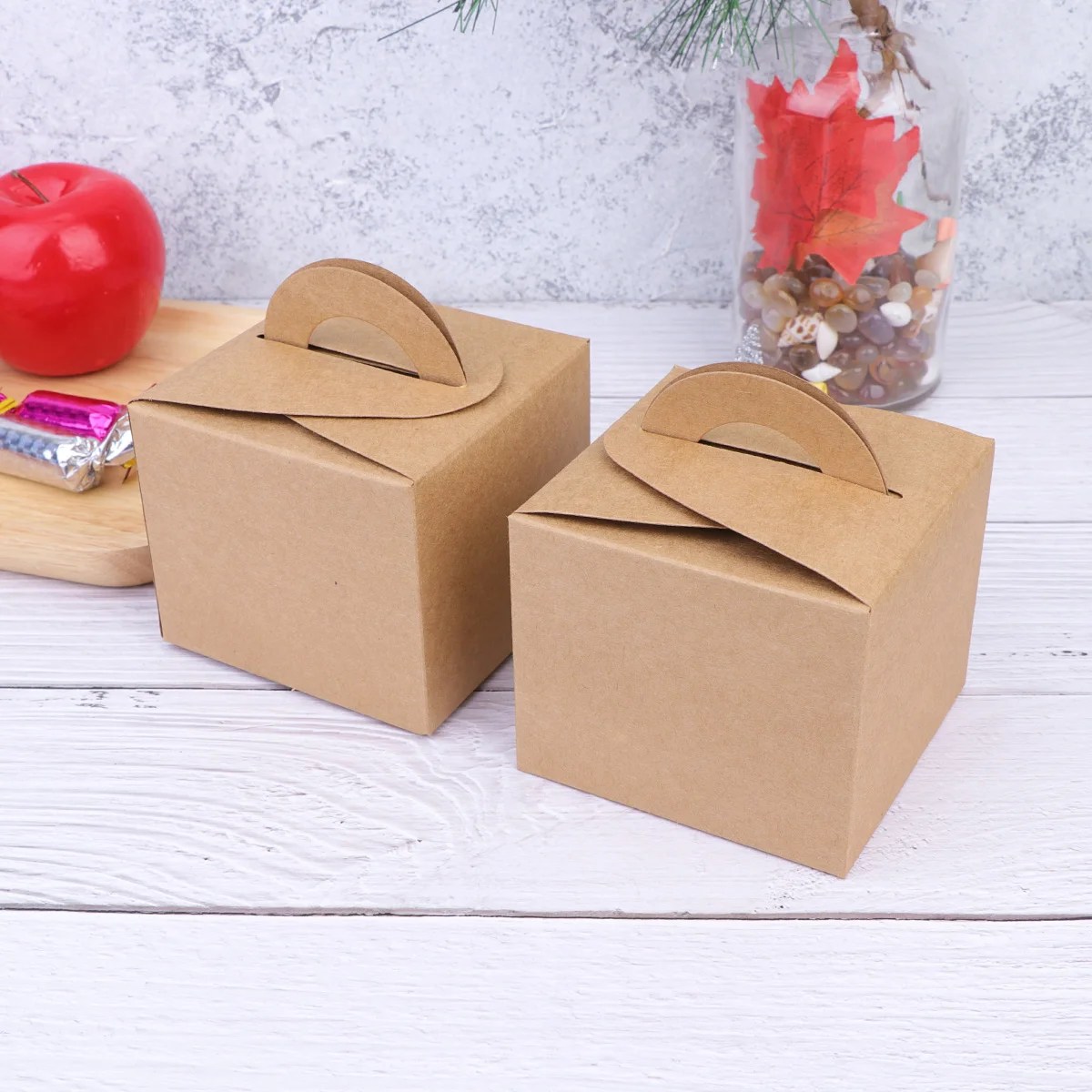 

50 шт. утолщенные бумажные коробки для упаковки, праздничный держатель для яблок и конфет, украшения для рождественского подарка