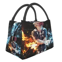 cool anime todoroki bnha insulated lunch bags for women portable my hero academia cooler thermal lunch box beach camping travel