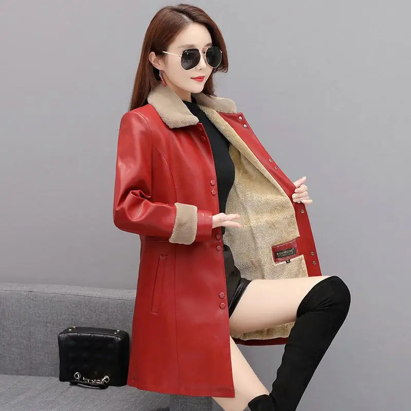 Thicken Coats Winter Leather Jacket Long Jacket Women Leather Jacket Women Winter Jacket Women 2022 Leather Jacket Heavy Jackets
