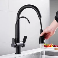3 in 1 kitchen faucet filtered crane for kitchen pull out spray 360 rotation water filter tap 3 ways sink mixer kitchen tap