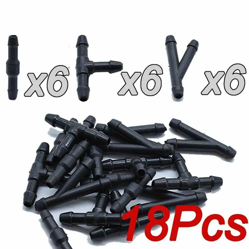 

18PCS Windshield Washer Hose Connector Water Tube T/Y/I Type Splitter Fittings High Quality Exterior Car & Truck Parts