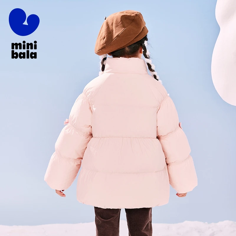 Пуховая верхняя одежда Mini Bala для мальчиков и девочек 2024 новые зимние стили с