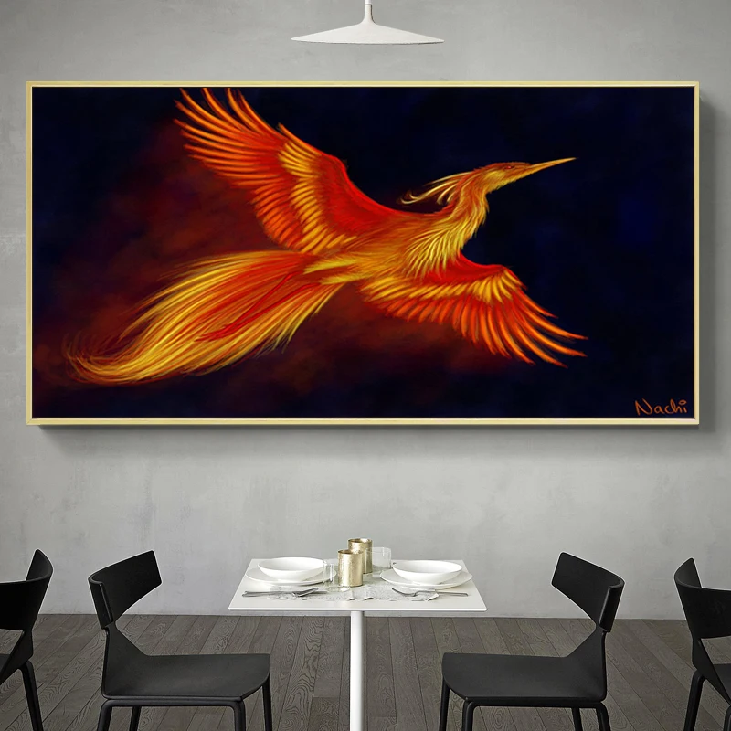 Современная Художественная Картина на холсте с китайским драконом и Фениксом